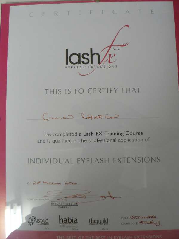 course certificate for lash extensions